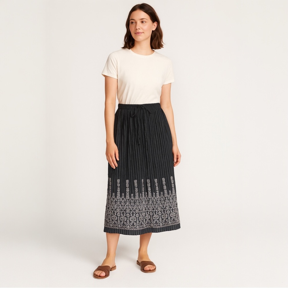 A‎ New Day Women's M Floral Pleated Maxi Skirt Multicolor Casual